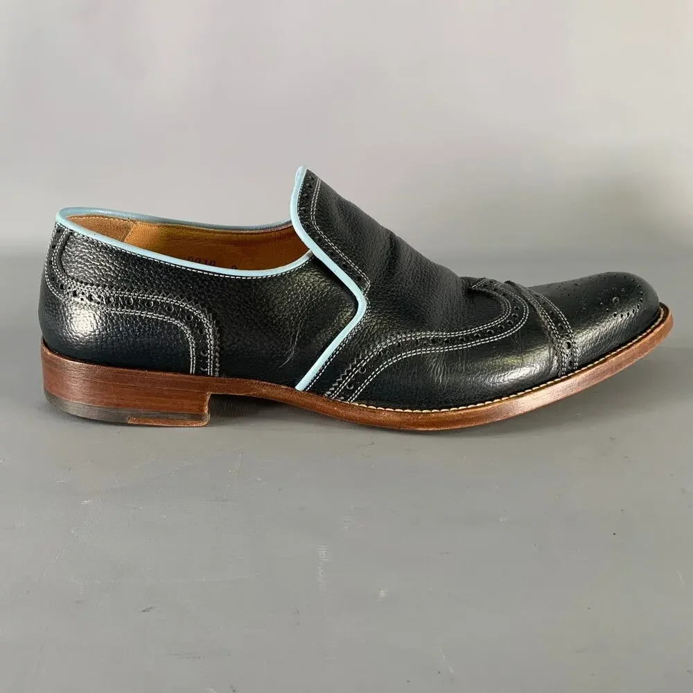 MIU MIU Size 9 Navy Light Blue Leather Spectator Loafers